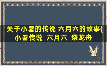 关于小暑的传说 六月六的故事(小暑传说  六月六  祭龙舟  祛疫除灾  民俗传承)